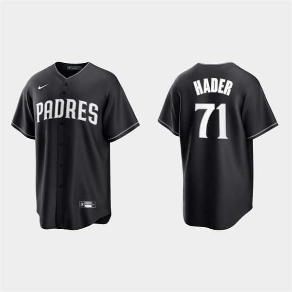 Mens San Diego Padres #71 Josh Hader Nike Black White Collection Jersey Dzhi->san diego padres->MLB Jersey